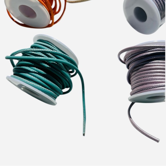 Set of 5 Faux Leather Cords: Orange, Teal, Kahki, Purple - Picture 2 of 5